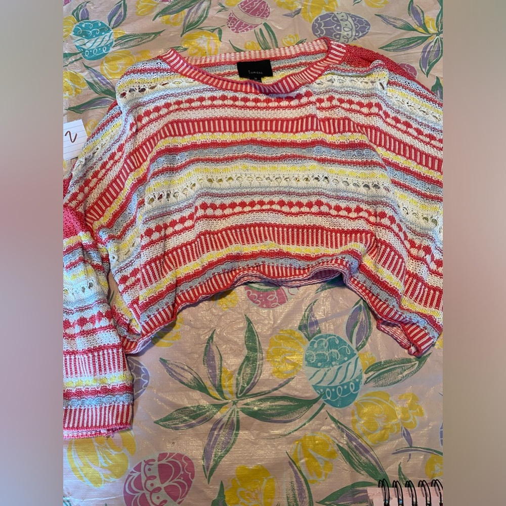 Lumiere  stripe crop sweater Sz med